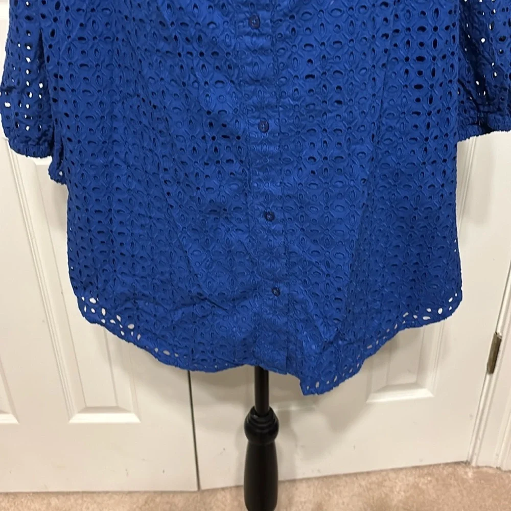 Lauren Ralph Lauren Eyelet Off-The-Shoulder Plus Blouse - Picture 3 of 8